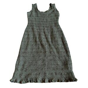 Akemi + Kin x Anthropologie Green Smocked Mini Dress Ruffle Size Medium Women's